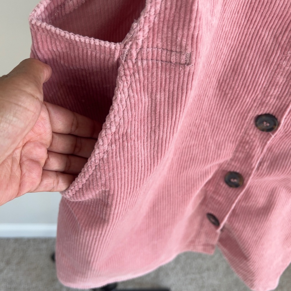 Love Tree Pink Corduroy Button Front Pinafore Overall Dress Large D4002 - Picture 5 of 11